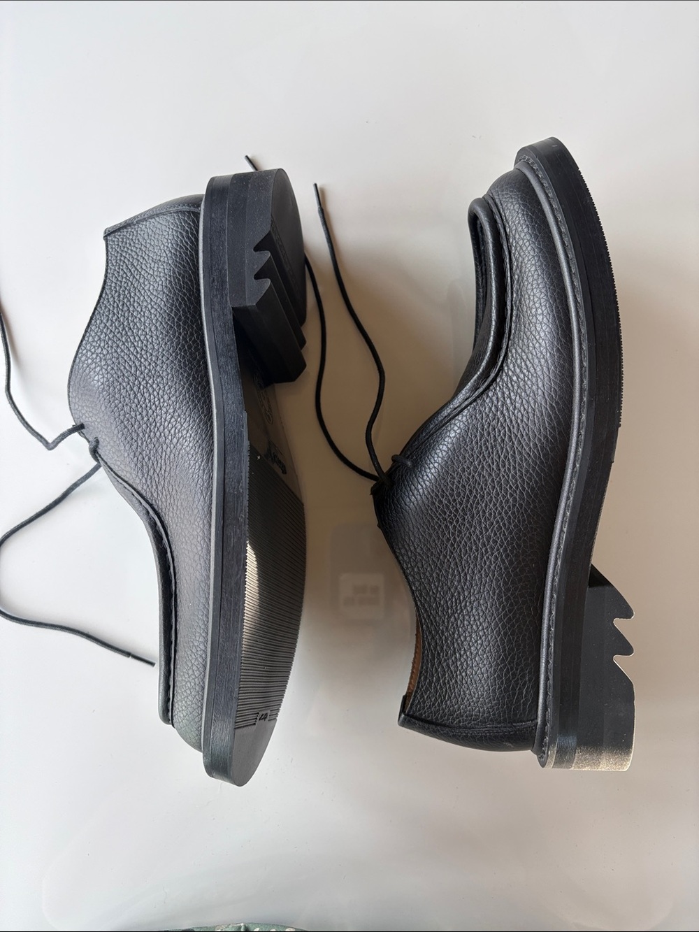 Dries Van Noten Black Pebbled Leather Derby Shoes
